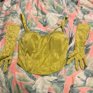 Green Corset Top with Matching Gloves